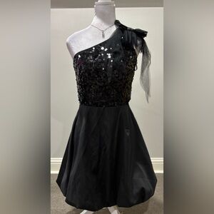 Eric Daman Charlotte Russe Black Tulle One Shoulder bubble Prom Dance Dress 4